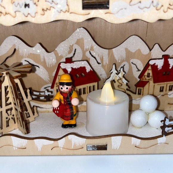 Wooden Cutout Candle Arch Christmas Lighted Holiday Display Snowman Snowball - Picture 10 of 15